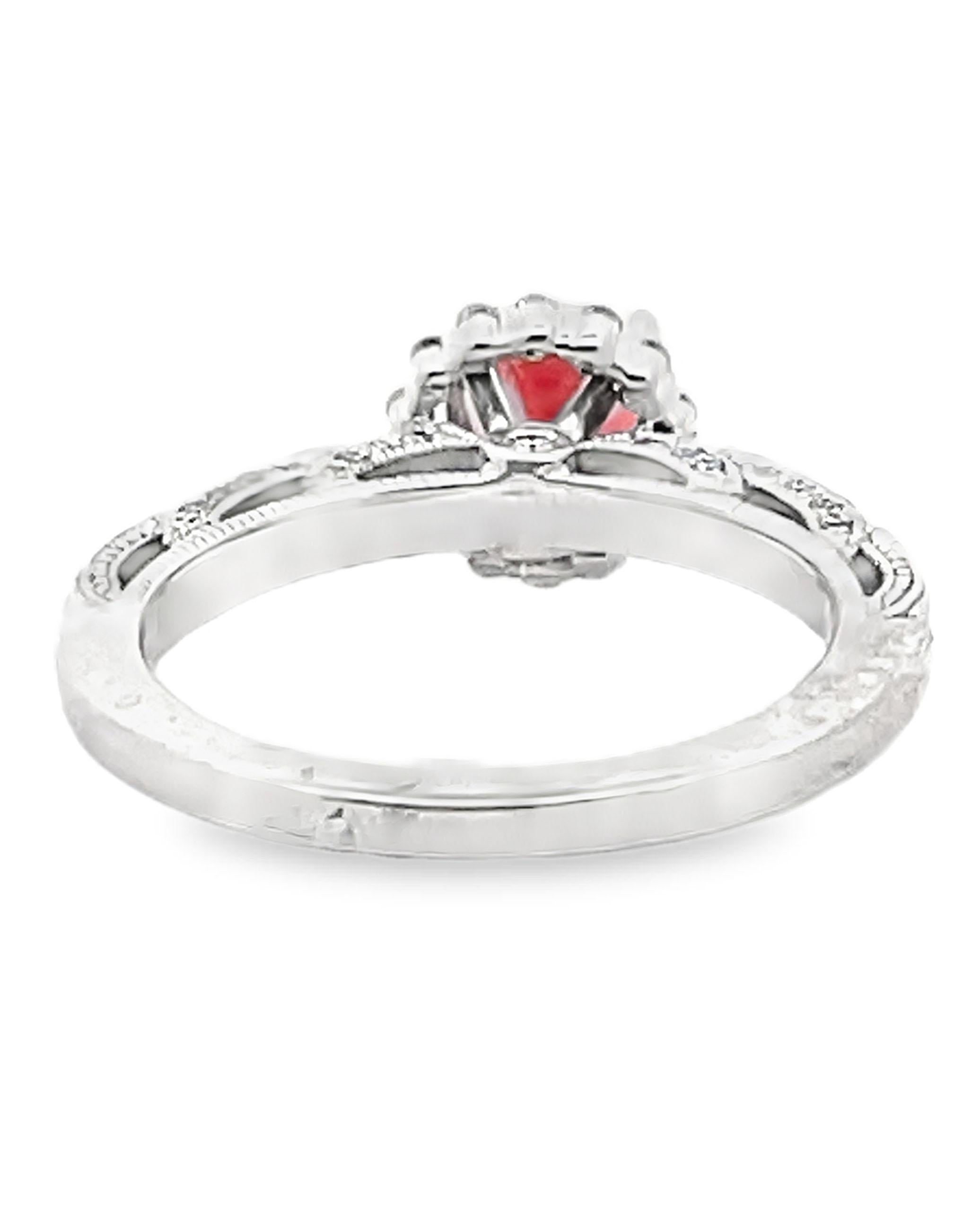 De las mujeres Anillo Contemporáneo Scott Kay de Oro Blanco de 14K con Granate Redondo y Diamantes en venta