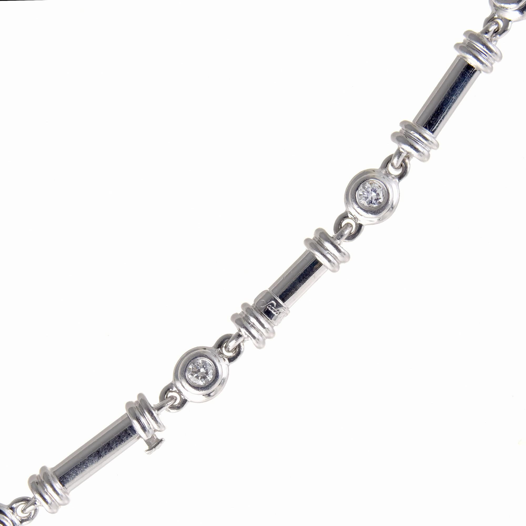 Scott Kay Collar de eslabones con barra de platino y diamantes de 2,35 quilates Corte redondo en venta