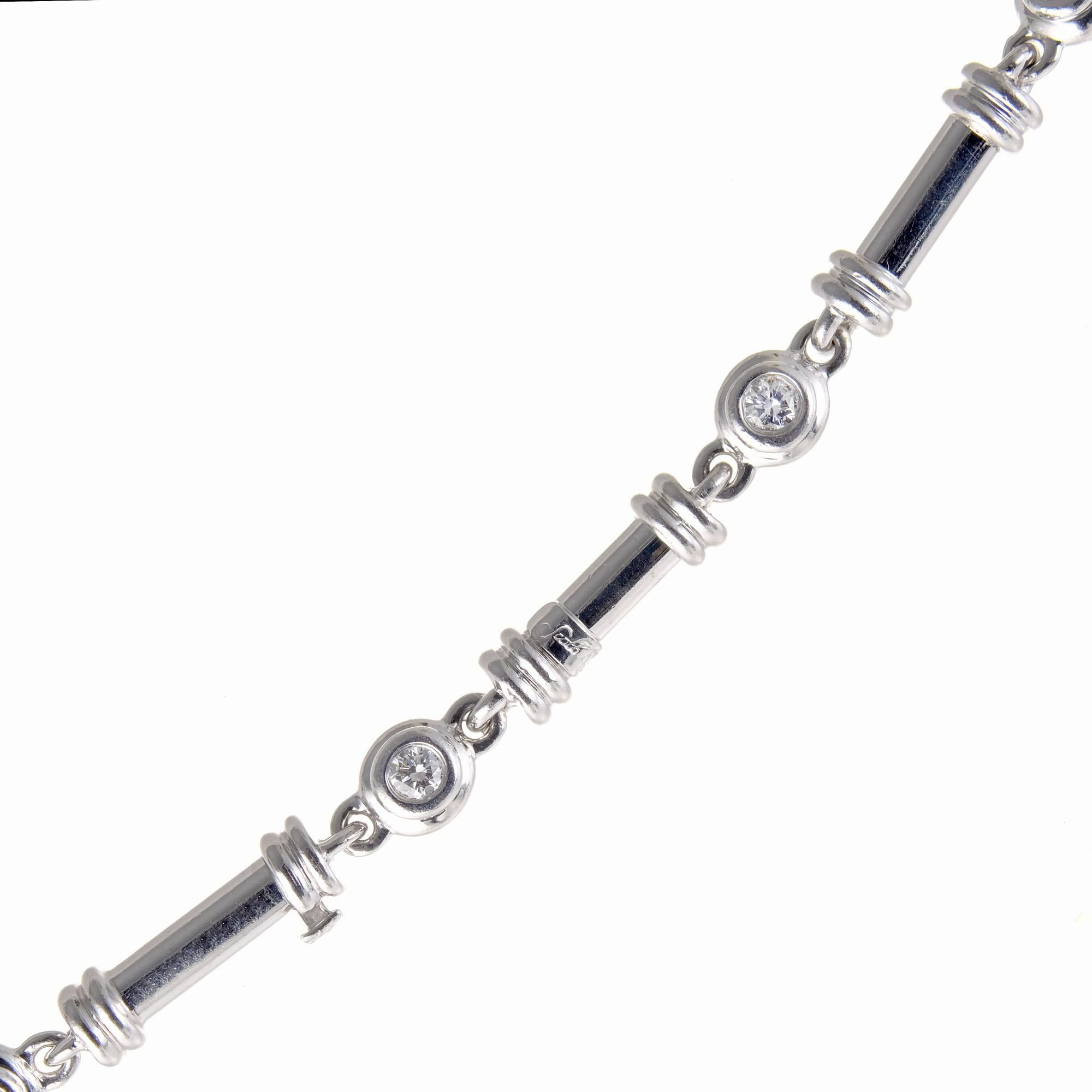 Scott Kay 2,35 Karat Diamant Platin Bar Link Halskette (Rundschliff) im Angebot