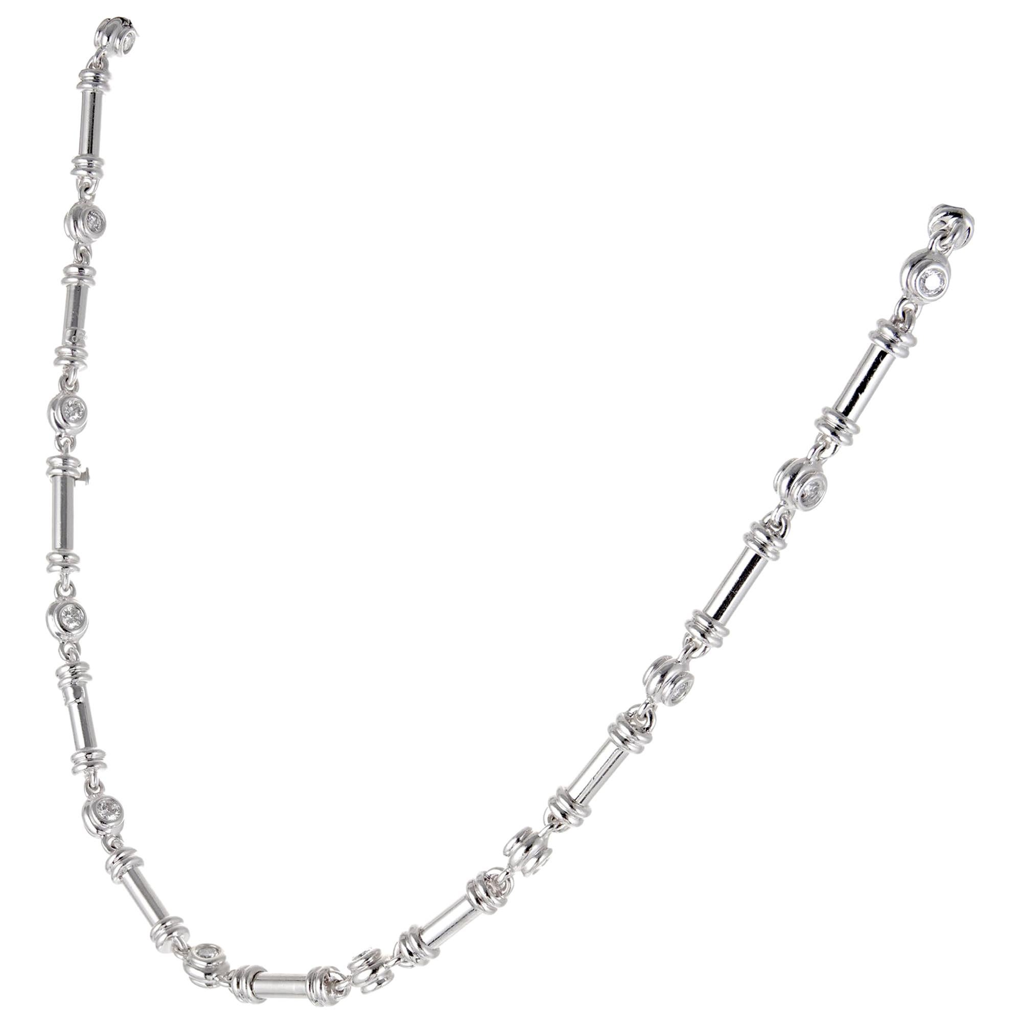 Scott Kay 2.35 Carat Diamond Platinum Bar Link Necklace For Sale