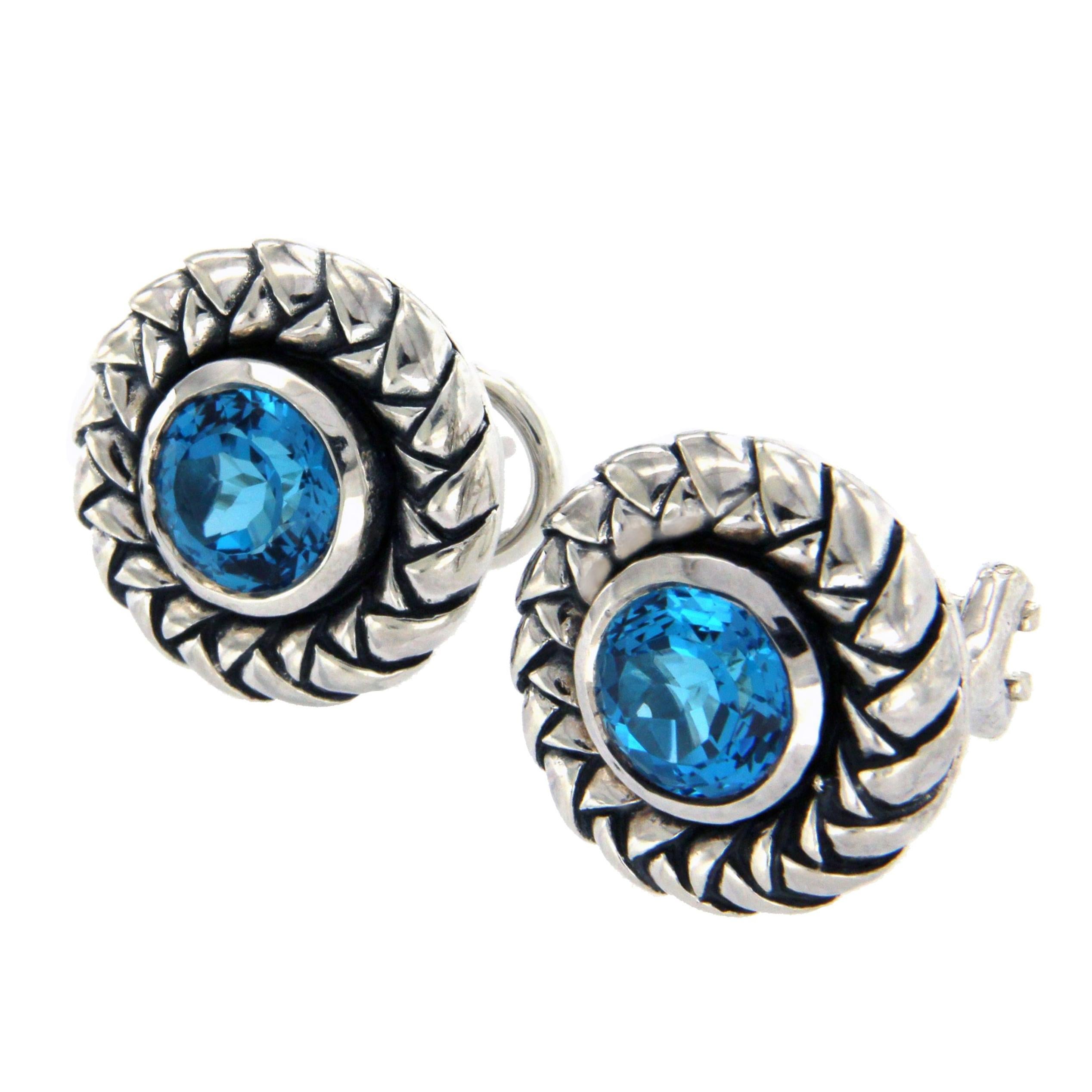 Scott Kay 925 Sterling Silver Blue Topaz Earrings
