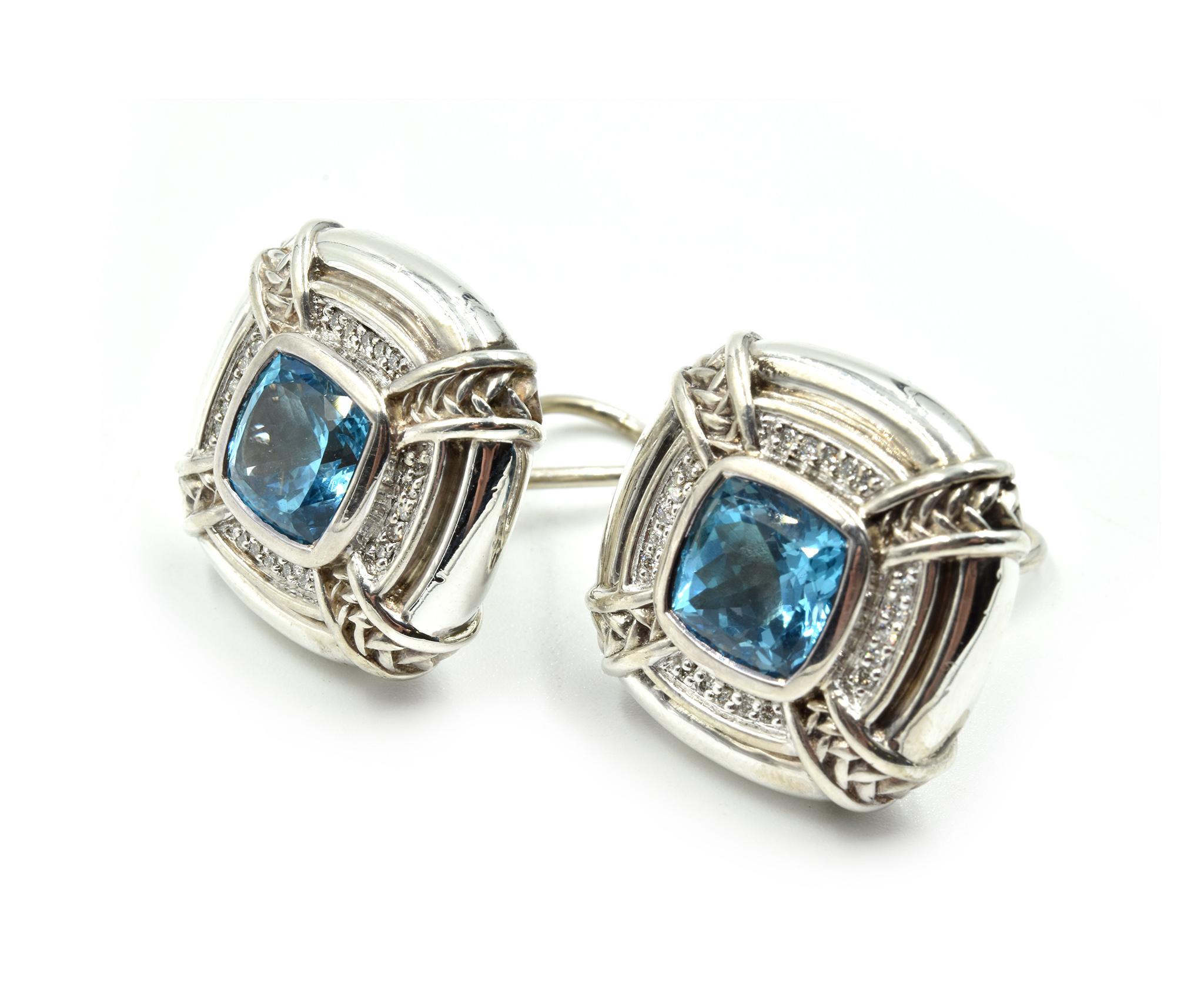 scott kay sterling silver and diamond earrings