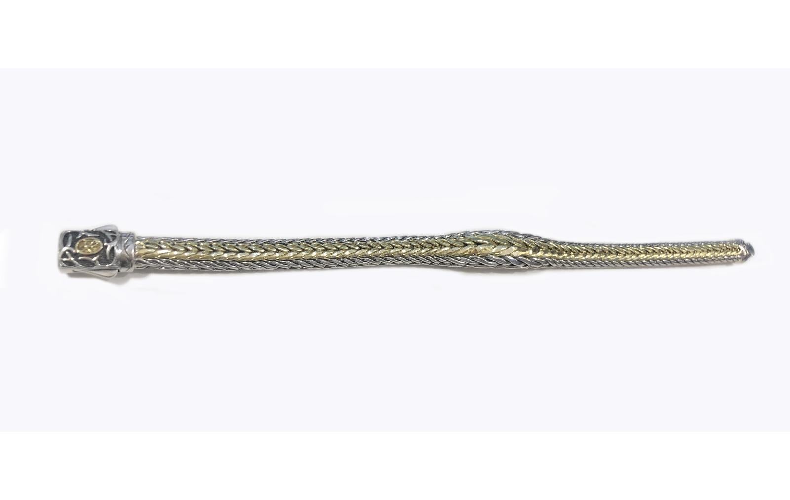 Scott Kay Chevron Gewebtes Silber- und Goldarmband im Zustand „Hervorragend“ im Angebot in New York, NY