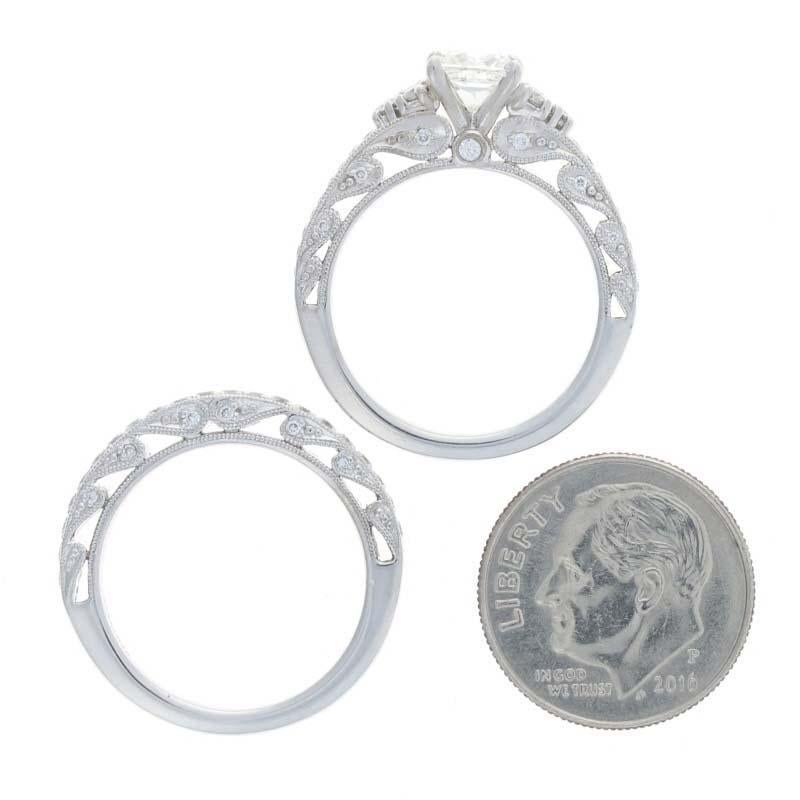 Scott Kay Diamond Engagement Ring & Wedding Band White Gold 14k Princess 1.79ct For Sale 1