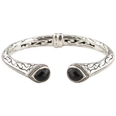 Scott Kay Bracelet manchette en argent sterling et onyx encadré de diamants