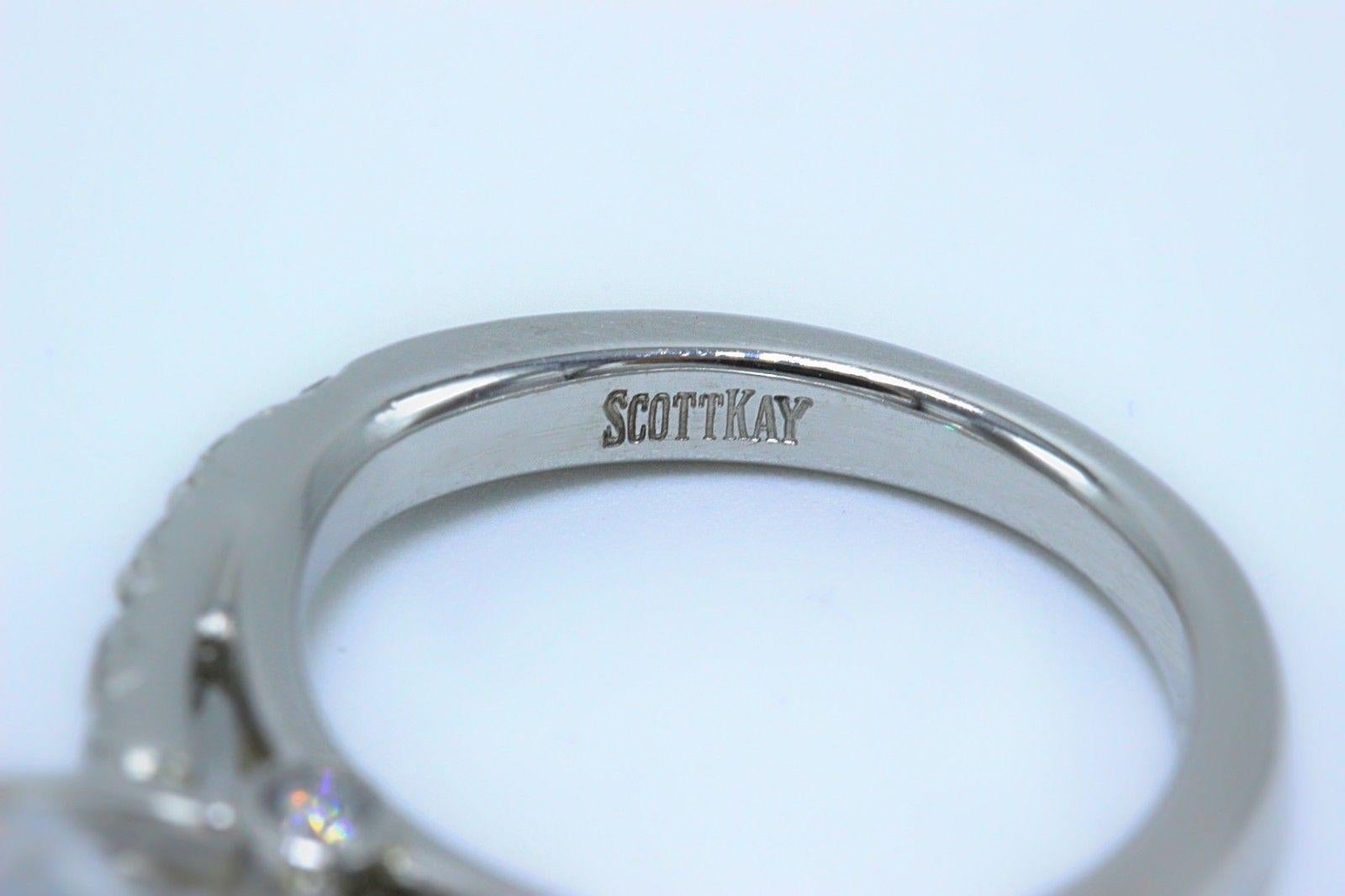 Scott Kay Engagement Ring Semi Mount with Accent Diamonds 0.52 Carat in Platinum In Excellent Condition In San Diego, CA