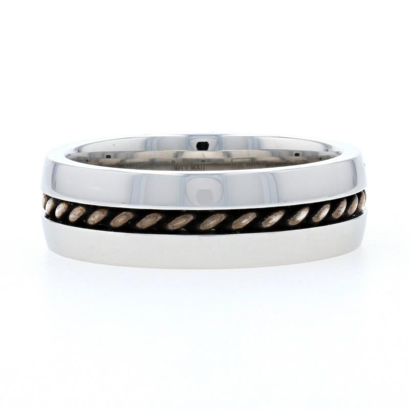 Size: 9 3/4

Brand: Scott Kay
Design: Faith

Metal Content: Cobalt 

Style: Wedding Band without Stones 
Features: Smooth Finished, Rope Detailing Spanning the Entire Perimeter, & Comfort Fit Interior 

Face Height (north to south): 9/32