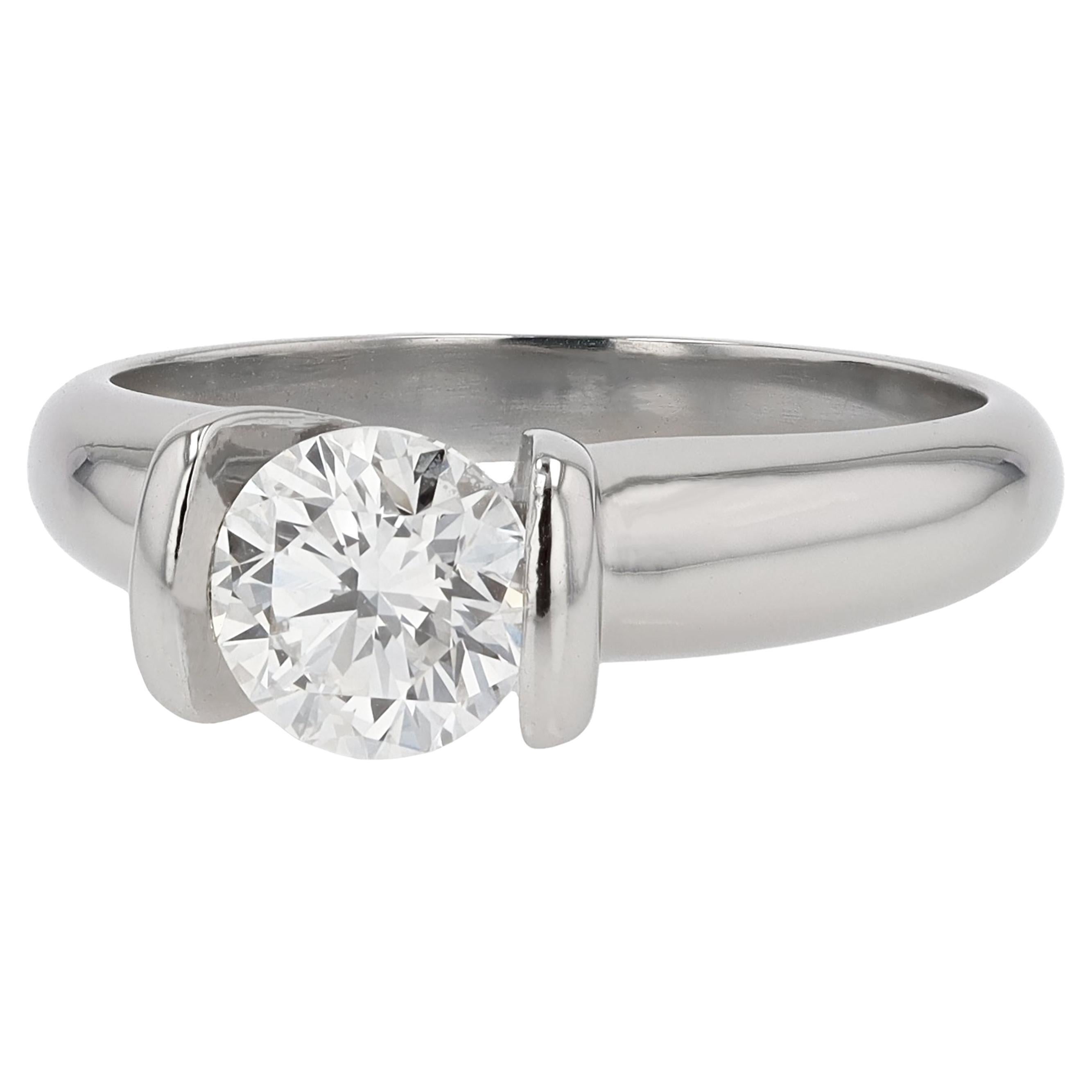 Scott Kay IGI Certified 1 Carat Diamond Solitaire Tension Set Ring In Excellent Condition For Sale In Santa Barbara, CA