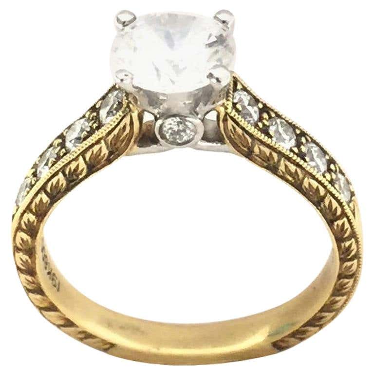 Scott Kay Three-Stone Diamond Platinum Engagement Ring Pre Owned ...