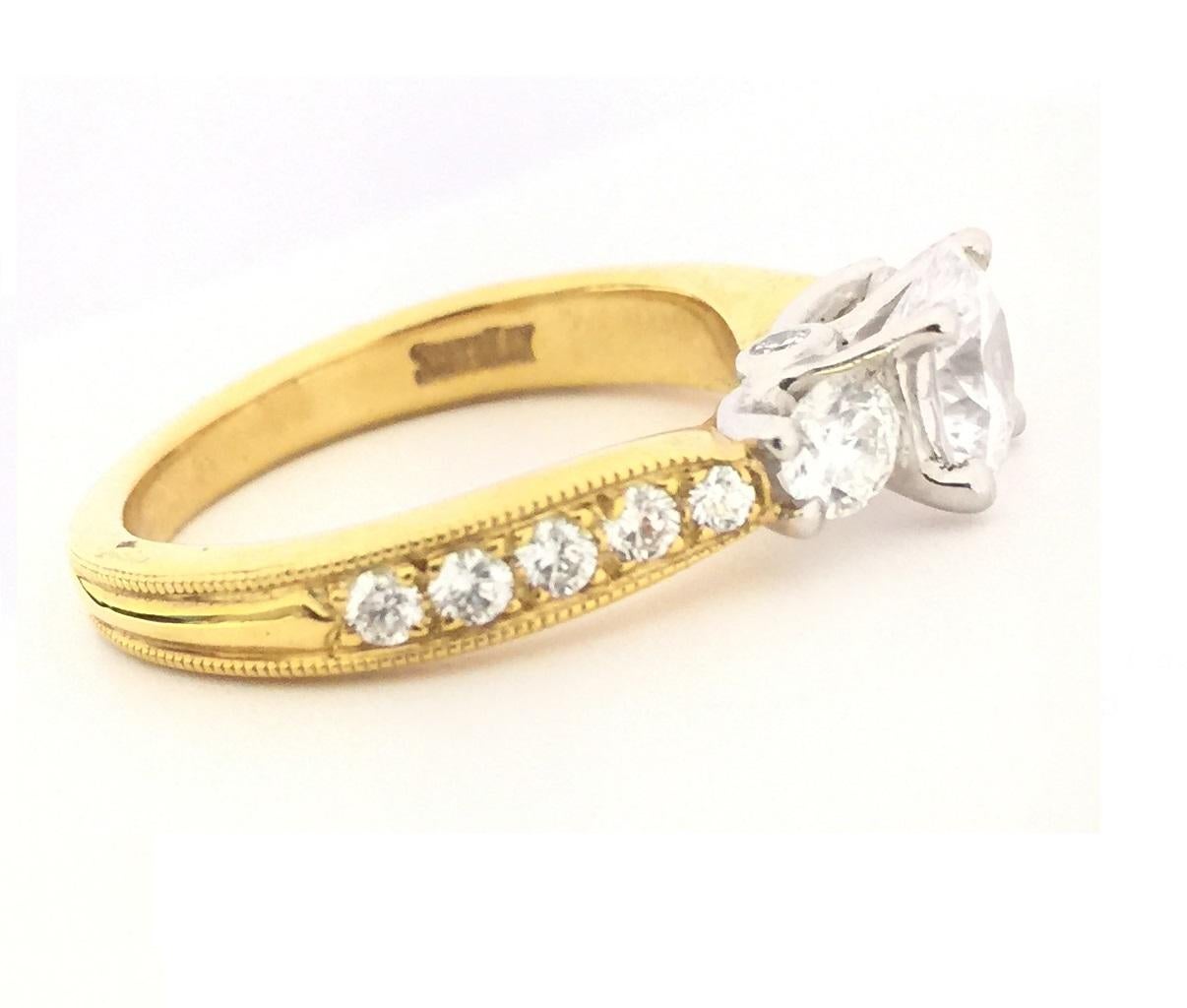 Scott Kay Ladies Diamond Setting in 19k Yellow gold and Platinum
Diamond 0.67 carat total weight 
Ring Size 6 3/4
M1163RD10PP