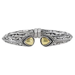 Scott Kay Ladies Sterling Silver 18K Yellow Gold Engraved Cuff Bracelet