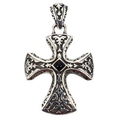 Scott Kay Large Sterling Silver Onyx Cross Pendant #21444