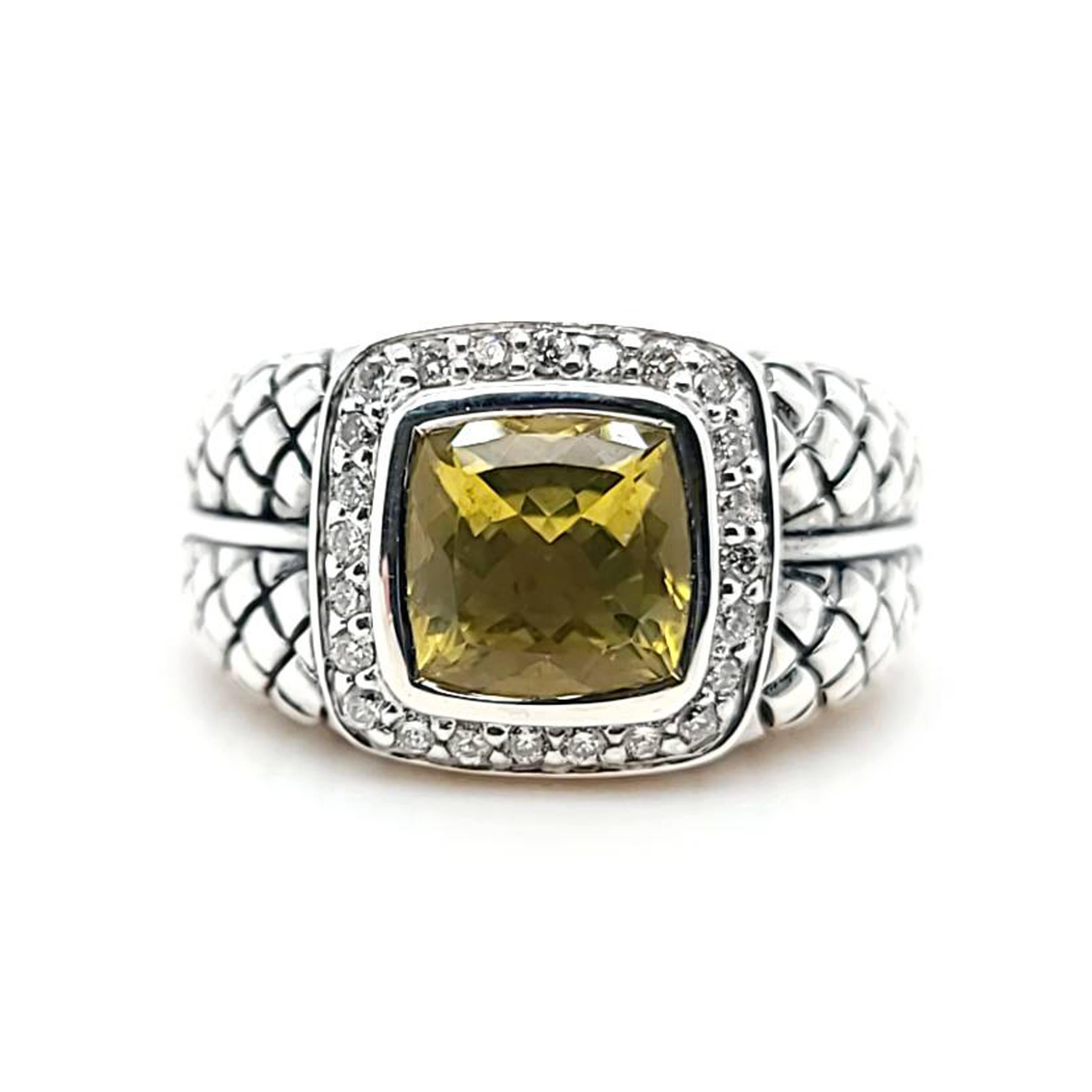 Women's or Men's Scott Kay Lemon Citrine Ring with Diamond Accents For Sale