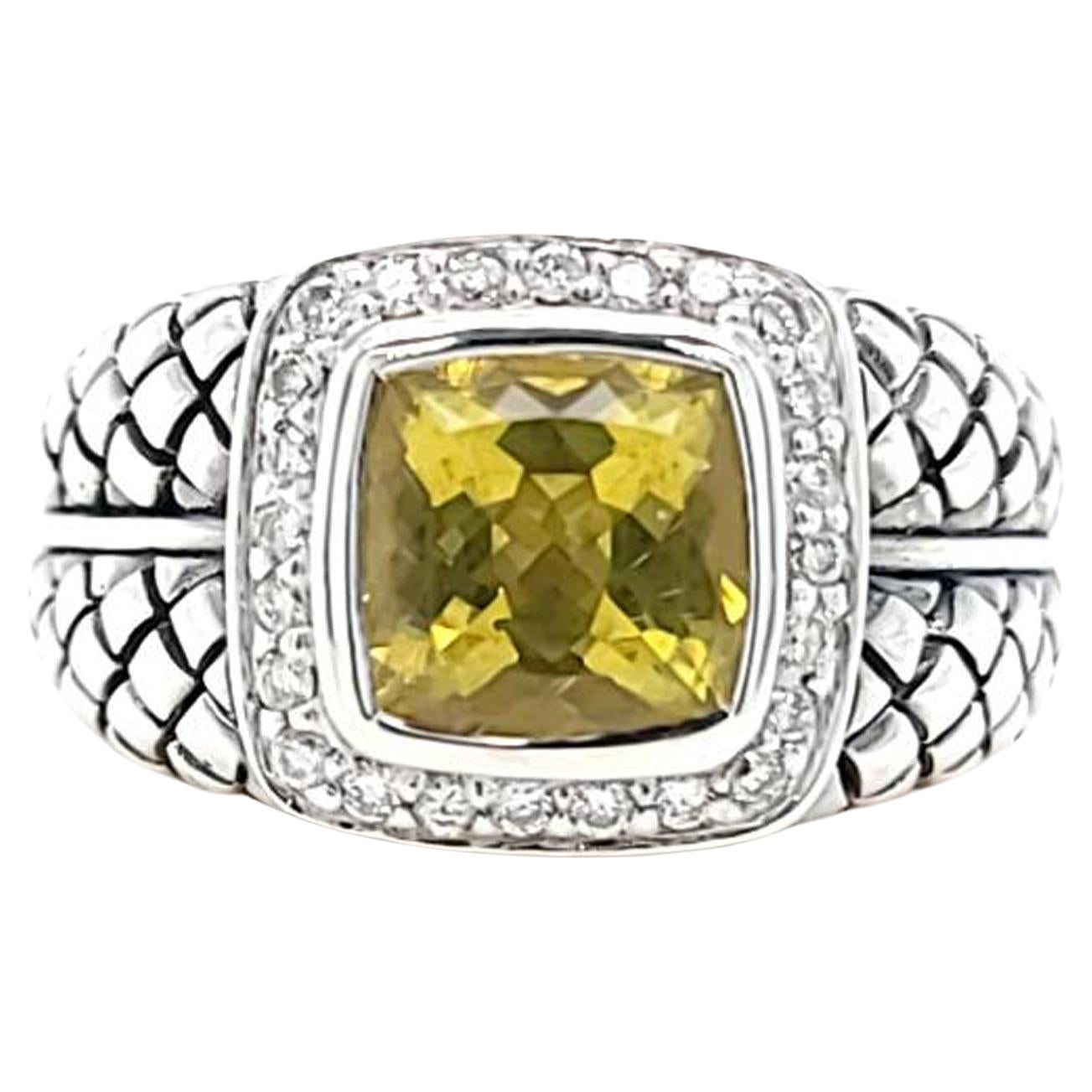 Scott Kay Lemon Citrine Ring with Diamond Accents For Sale