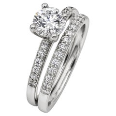Scott Kay Platinum 1.00 Carat Round Brilliant Center Stone Diamond Wedding Set