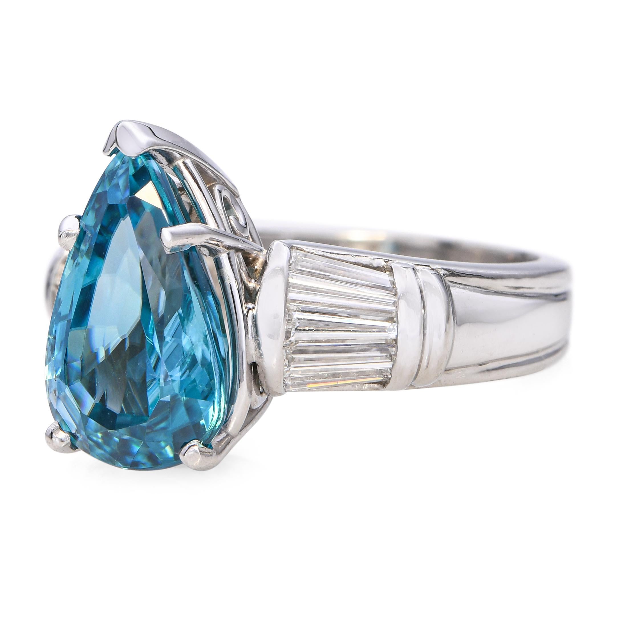Bague en platine de Scott Kay avec 1,2 ctw de diamant et 5,93 ct de zircon bleu Bon état - En vente à New York, NY