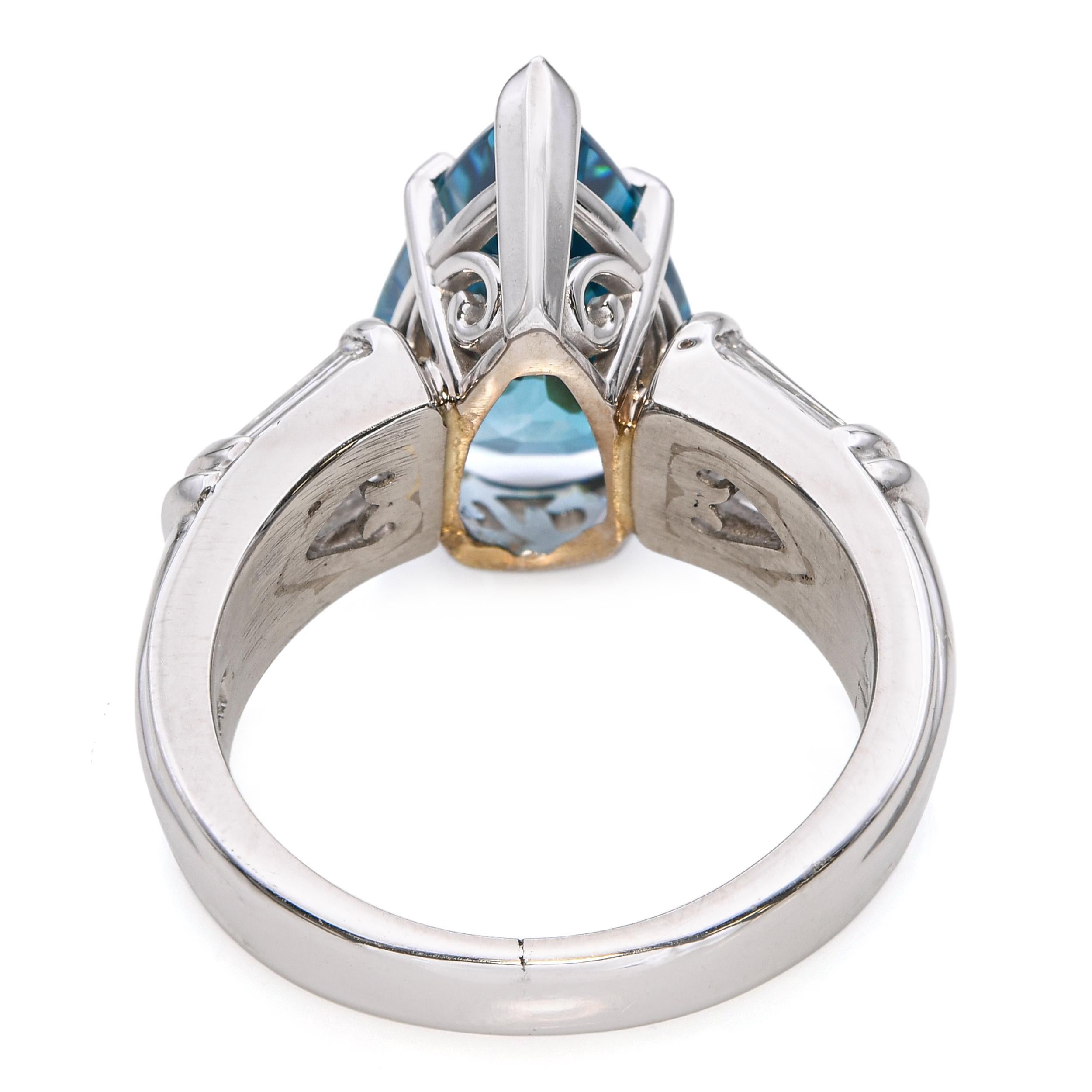 Bague en platine de Scott Kay avec 1,2 ctw de diamant et 5,93 ct de zircon bleu Pour femmes en vente