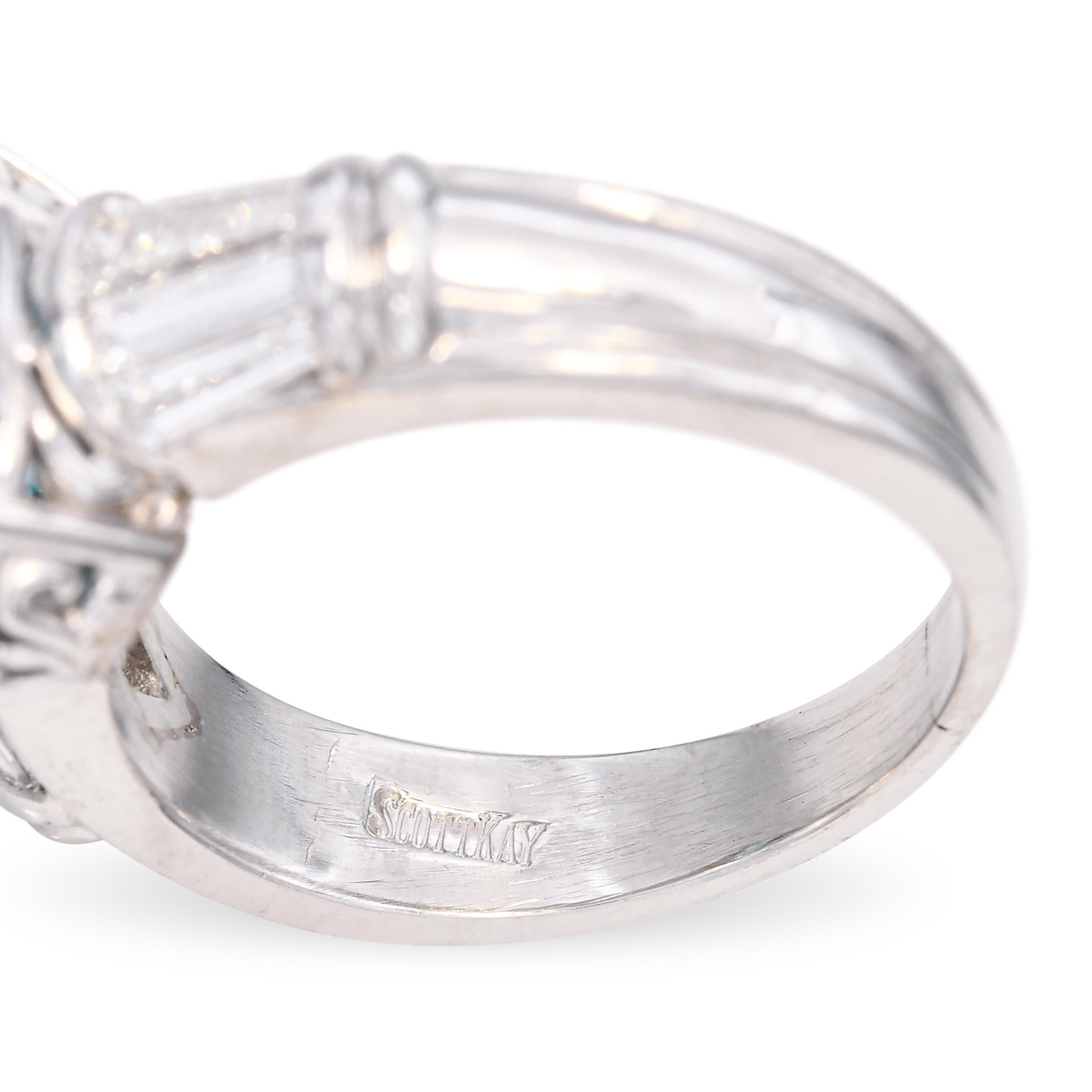 Bague en platine de Scott Kay avec 1,2 ctw de diamant et 5,93 ct de zircon bleu en vente 3