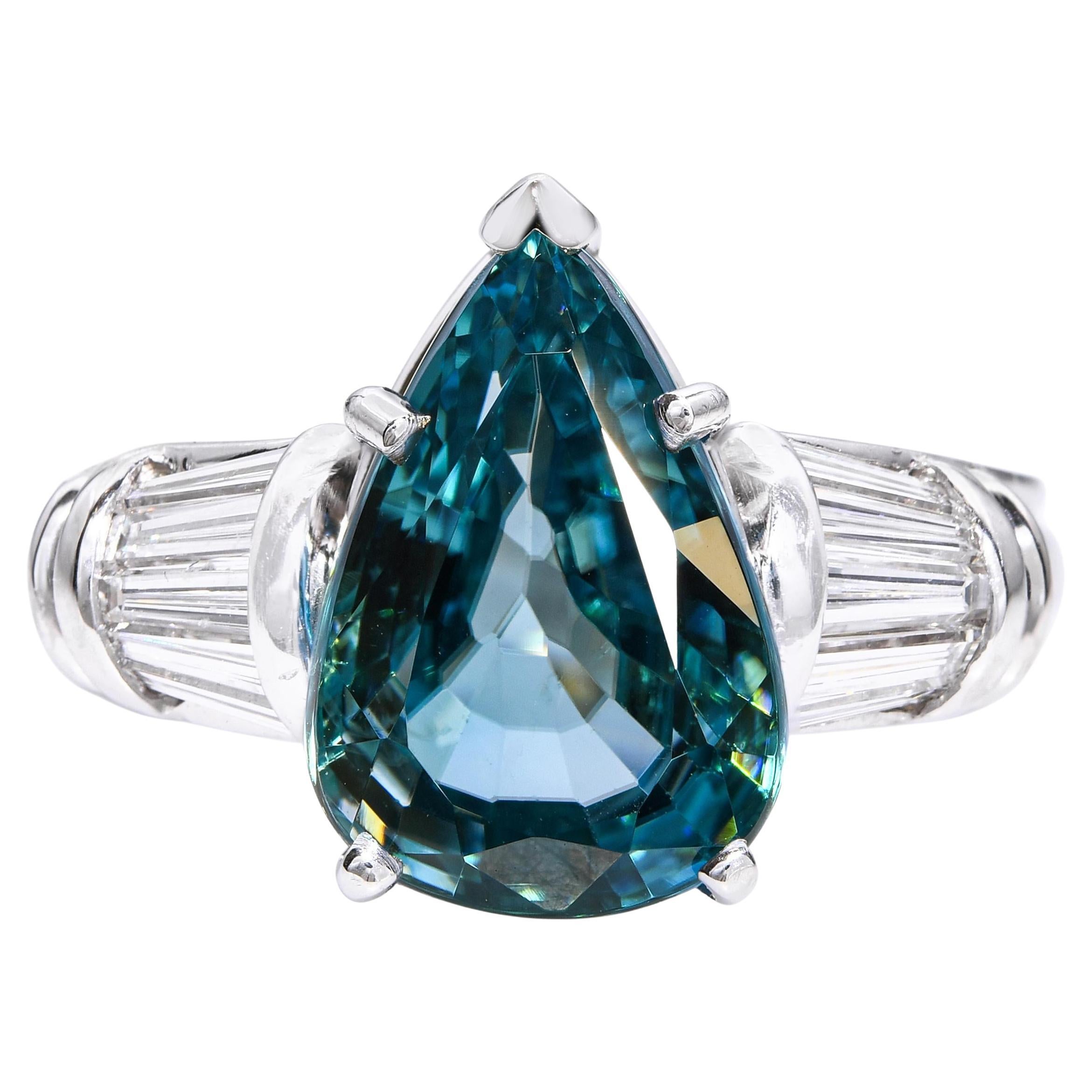 Bague en platine de Scott Kay avec 1,2 ctw de diamant et 5,93 ct de zircon bleu en vente