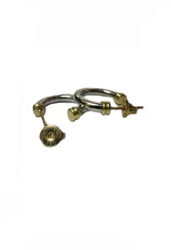Scott Kay Platinum & 18K Yellow Gold Sculptural Hoop Earrings