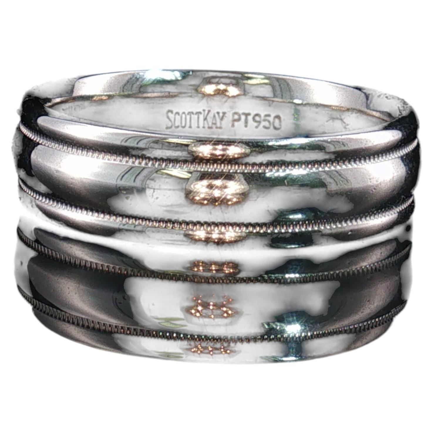 Pre-owned Scott Kay Pt950 Platinum Comfort Fit Wedding Band Ring Size 8.5 11.4g Estate In Multiple