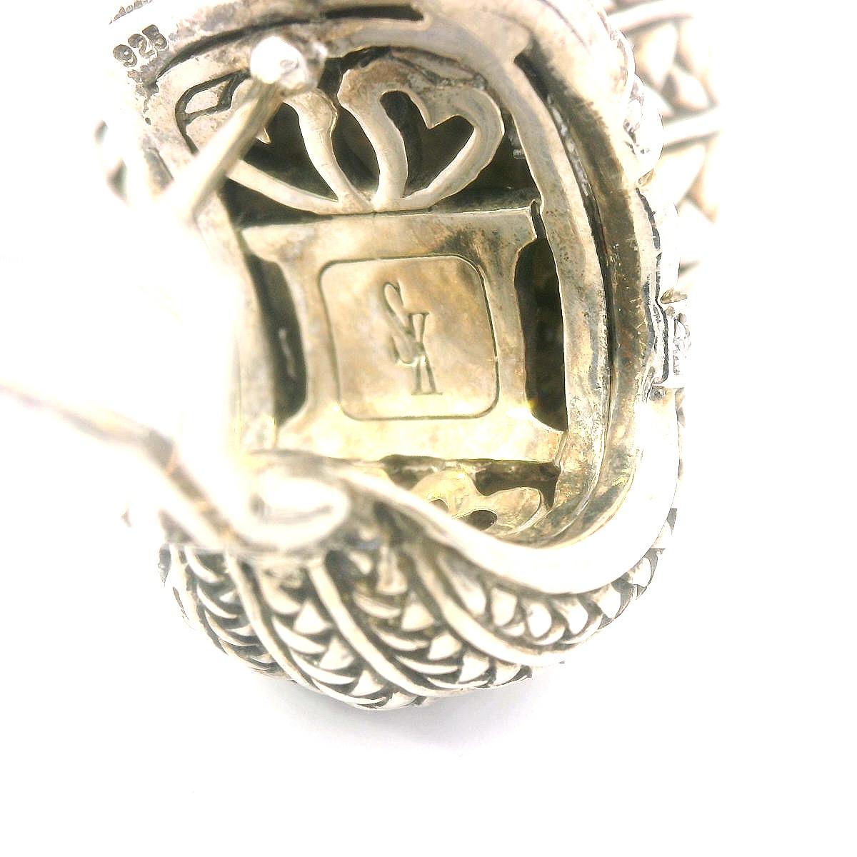 Modern Scott Kay Silver and Diamond Cigar Earrings For Sale