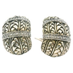 Scott Kay Silver and Diamond Cigar Earrings