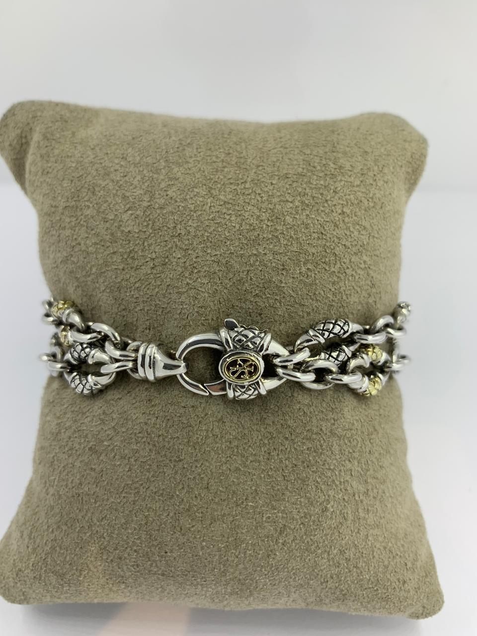 Scott Kay Silver and Gold Bracelet
2 row silver and 18Kt gold bracelet with stations
SKS-10253
