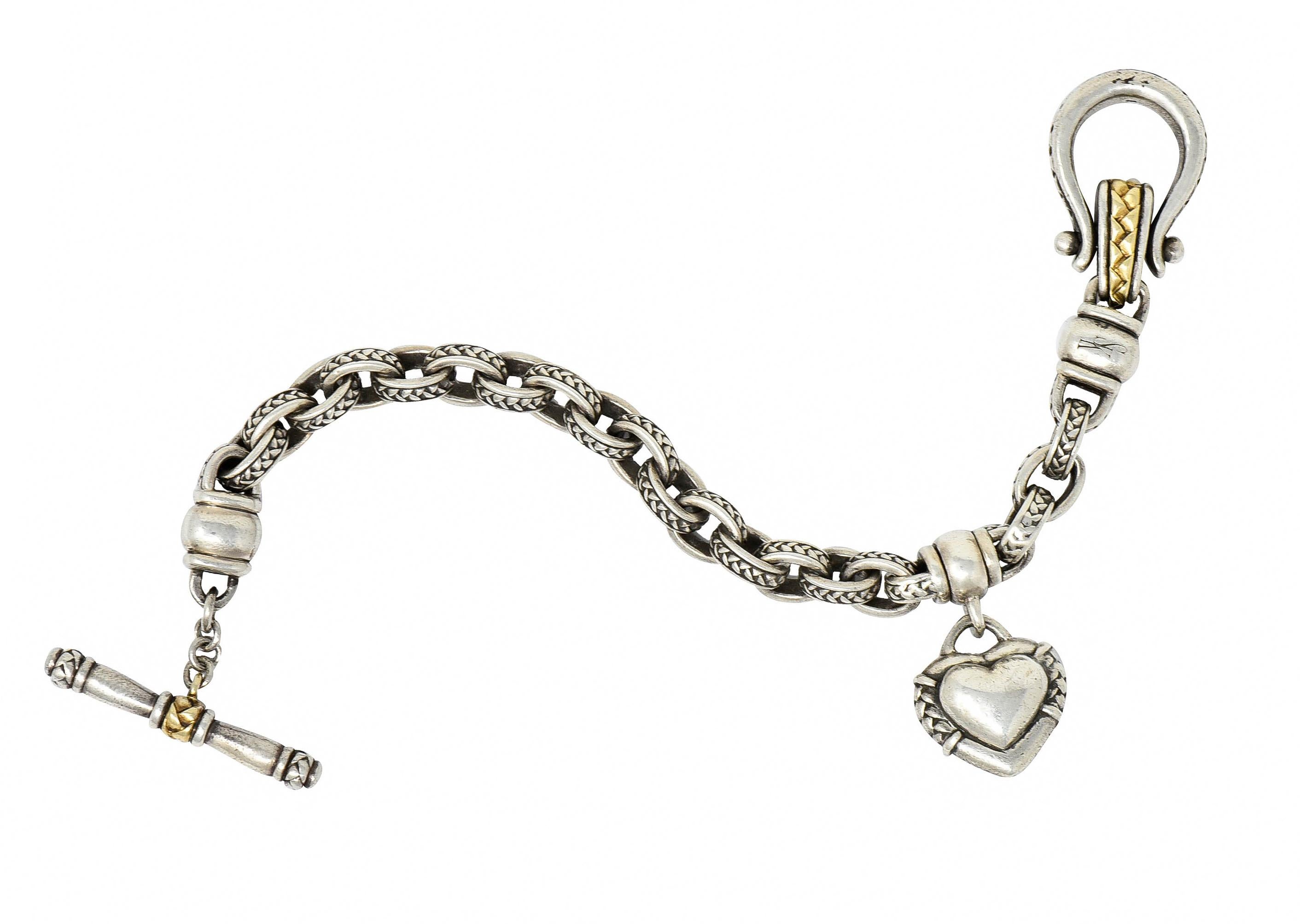 Scott Kay Sterling 18 Karat Gold Heart Charm Bracelet 3