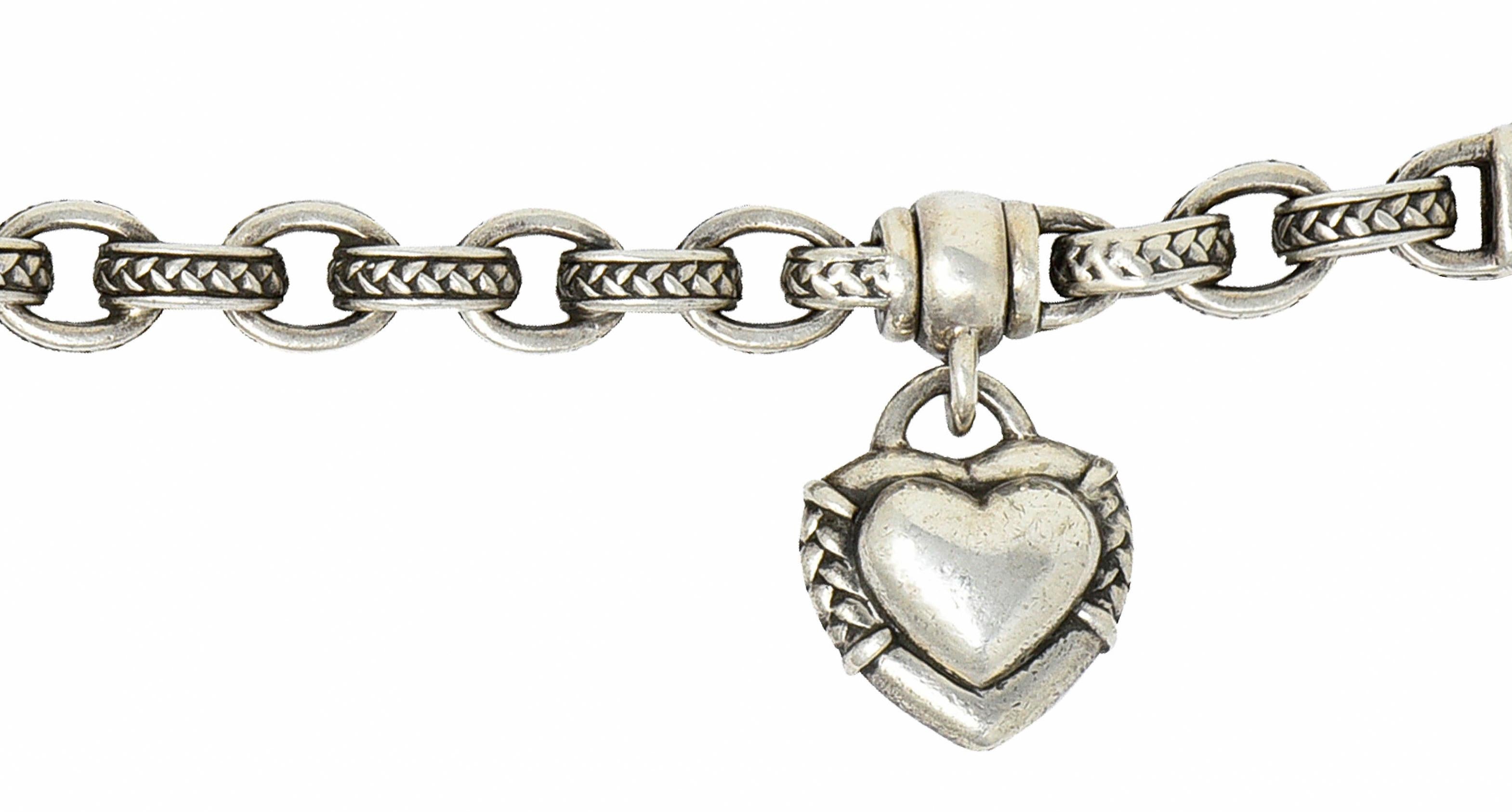 Scott Kay Sterling 18 Karat Gold Heart Charm Bracelet In Excellent Condition In Philadelphia, PA