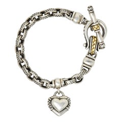 Scott Kay Sterling 18 Karat Gold Heart Charm Bracelet