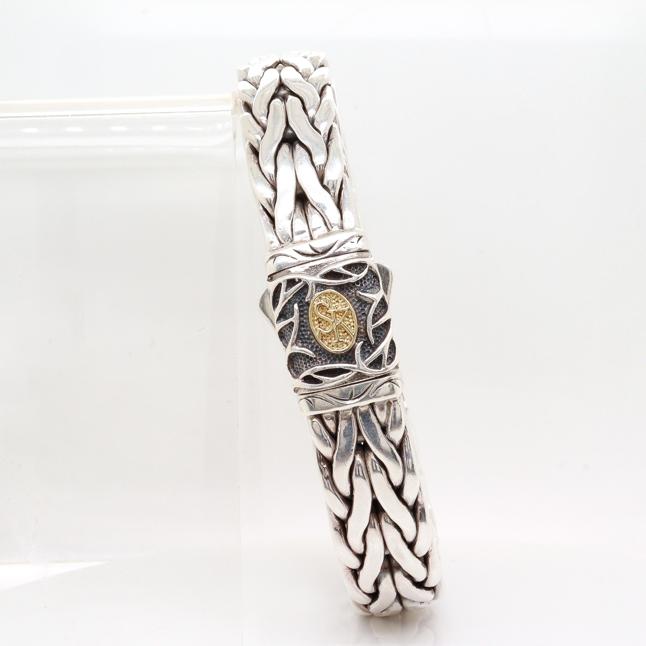 Bracelet Doberman en argent sterling et or 18K de Scott Kay Bon état - En vente à Philadelphia, PA