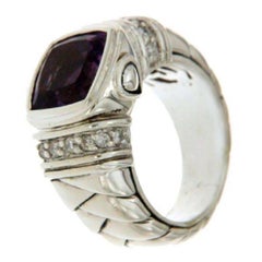 Scott Kay Sterling Silver 925 Diamonds Amethyst Ladies Ring