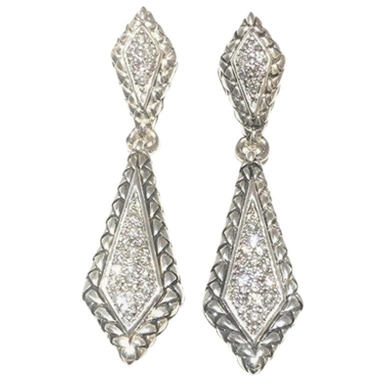 Scott Kay Sterling Silver and Diamond Ladies Earring E1332SDM For Sale