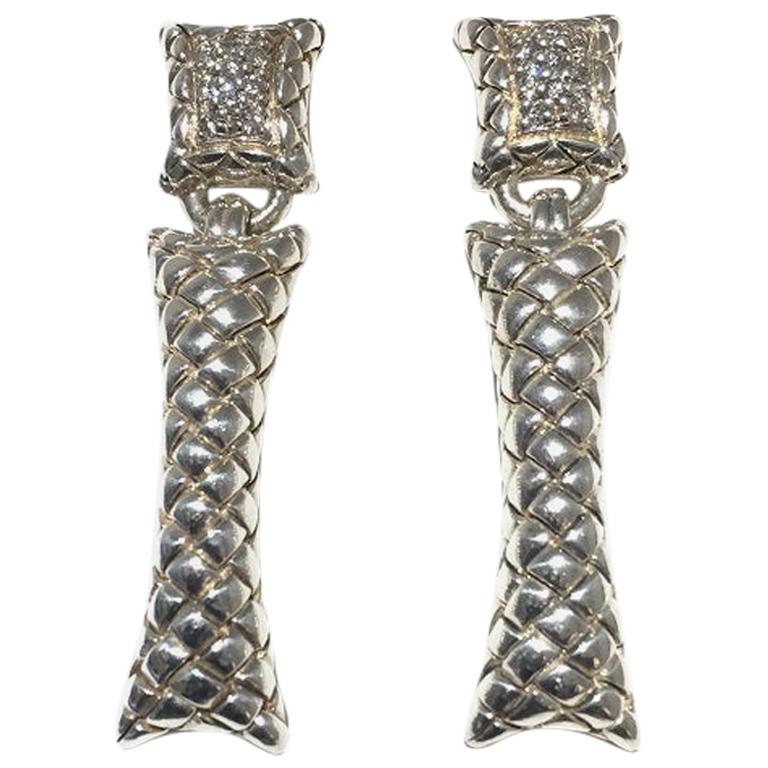 Scott Kay Sterling Silver and Diamonds Ladies Earring E1344SDM For Sale