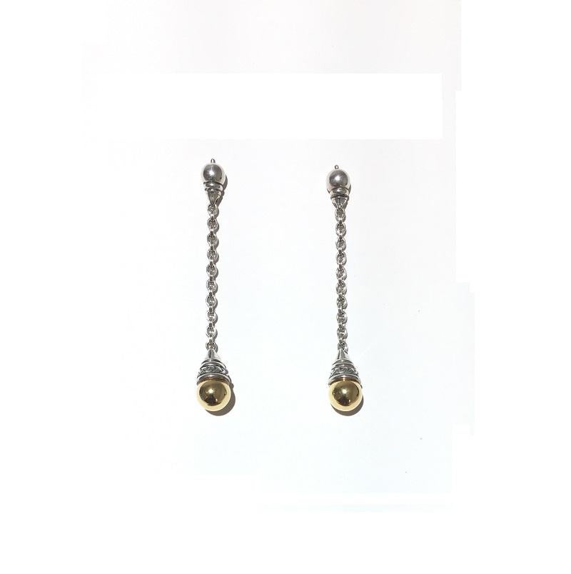 Scott Kay Sterling Silver and Gold Ladies Earring E1065TPL In New Condition For Sale In Wilmington, DE