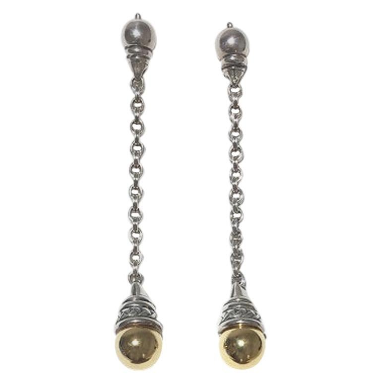 Scott Kay Sterling Silver and Gold Ladies Earring E1065TPL For Sale