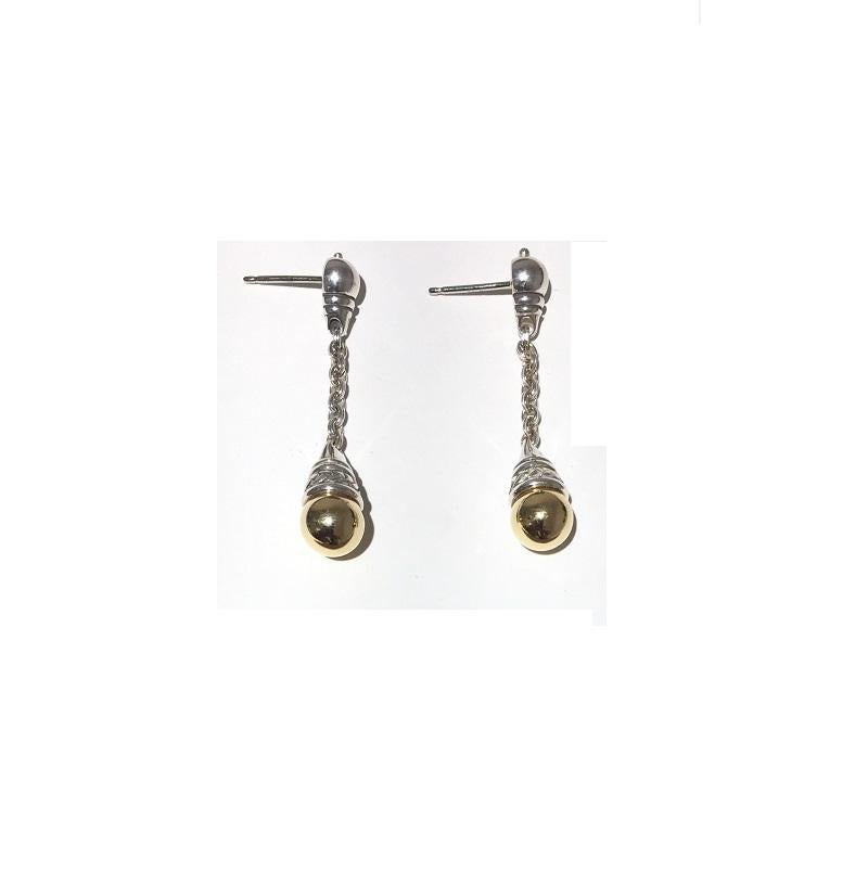 Scott Kay Sterling Silver and Gold Ladies Earring E1065TPM In New Condition For Sale In Wilmington, DE