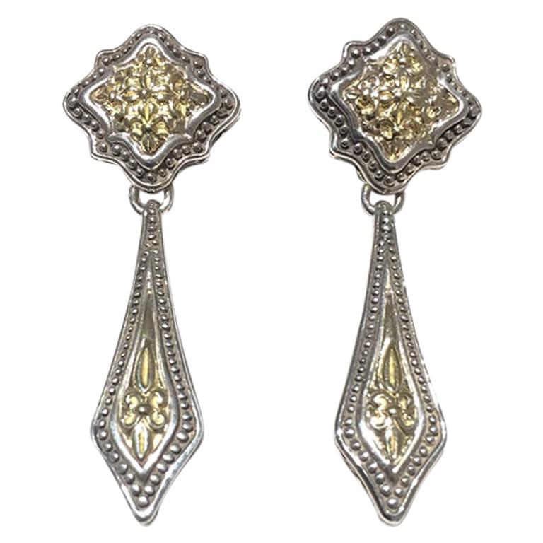 Scott Kay Sterling Silver and Gold Ladies Earring E1421TPM For Sale