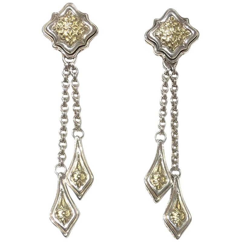 Scott Kay Sterling Silver and Gold Ladies Earring E1422TPM For Sale