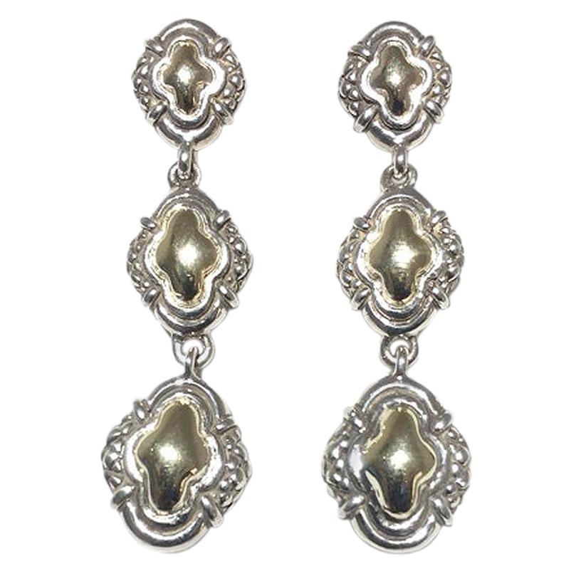 Scott Kay Sterling Silver and Gold Ladies Earring E1457TPM For Sale