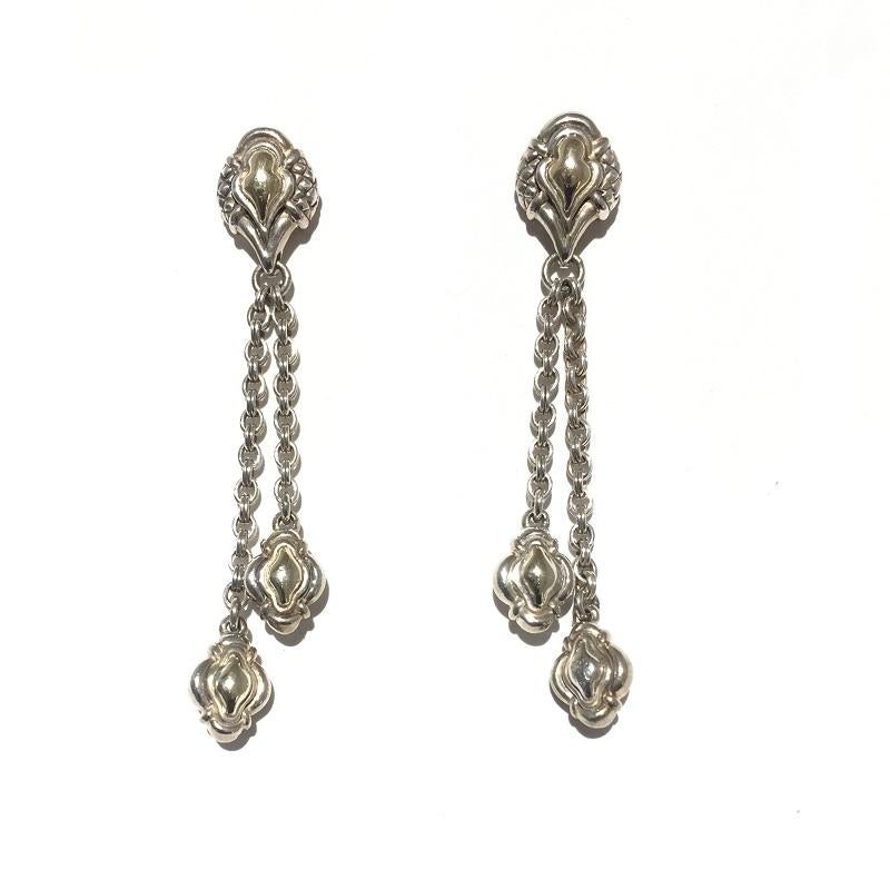 Scott Kay Sterling Silver and Gold Ladies Earring E1462TPM In New Condition For Sale In Wilmington, DE