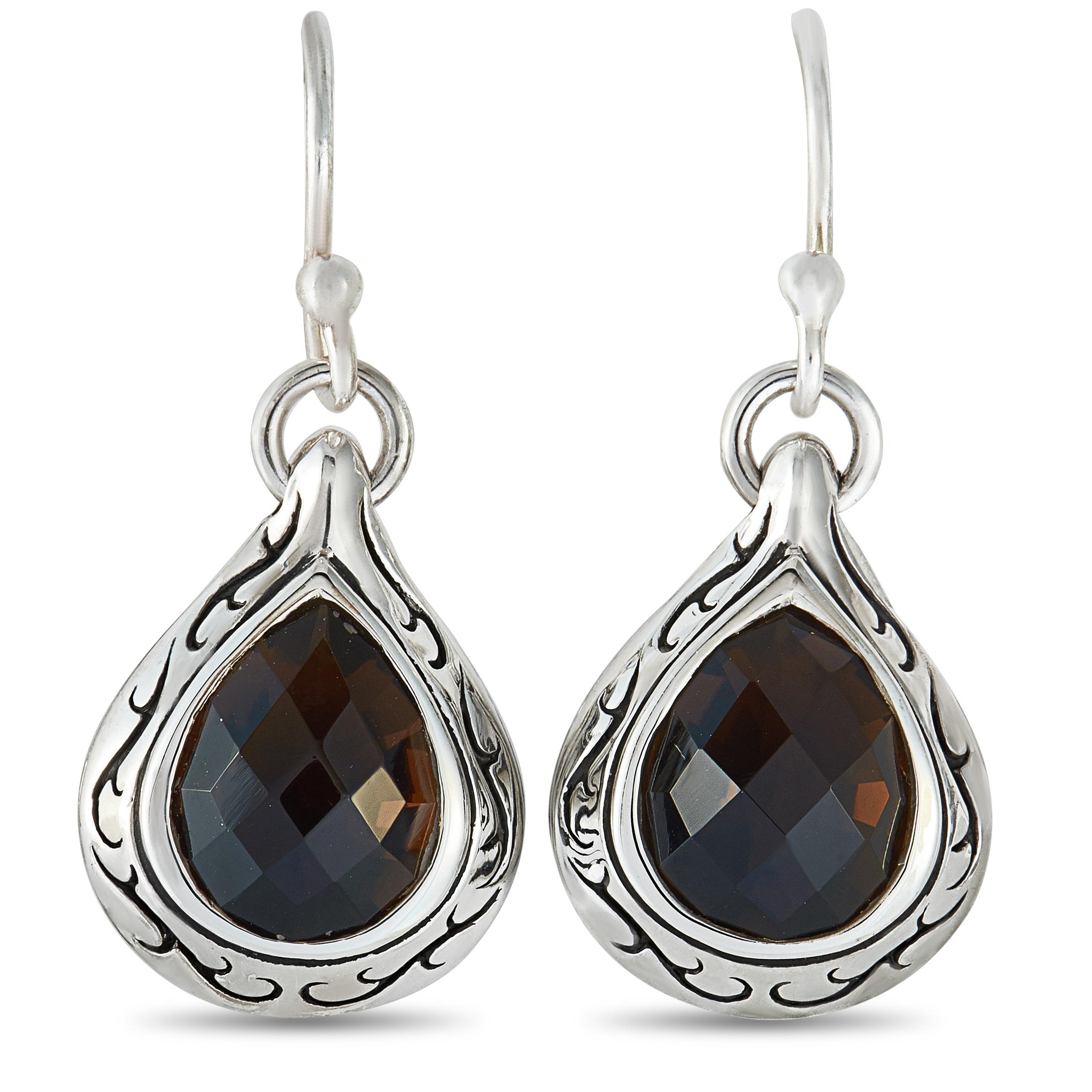 Women's Scott Kay Sterling Silver and Smoky Quartz Dangle French Wire Earrings