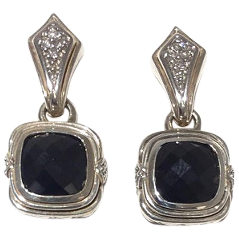 Scott Kay Sterling Silver Black Onyx and Diamond Earring E1218SOD 