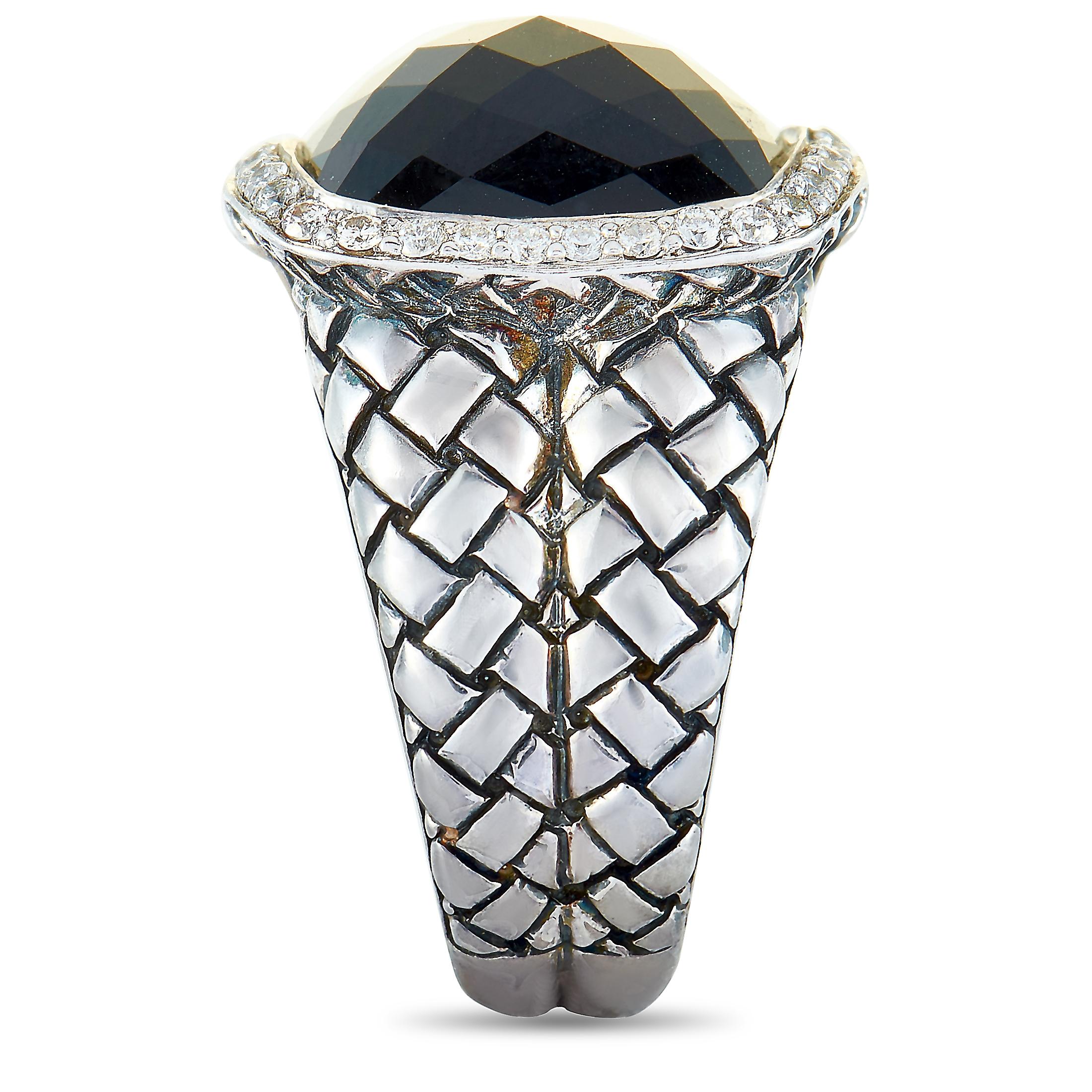 Women's Scott Kay Sterling Silver Diamond and Onyx Dome Ring