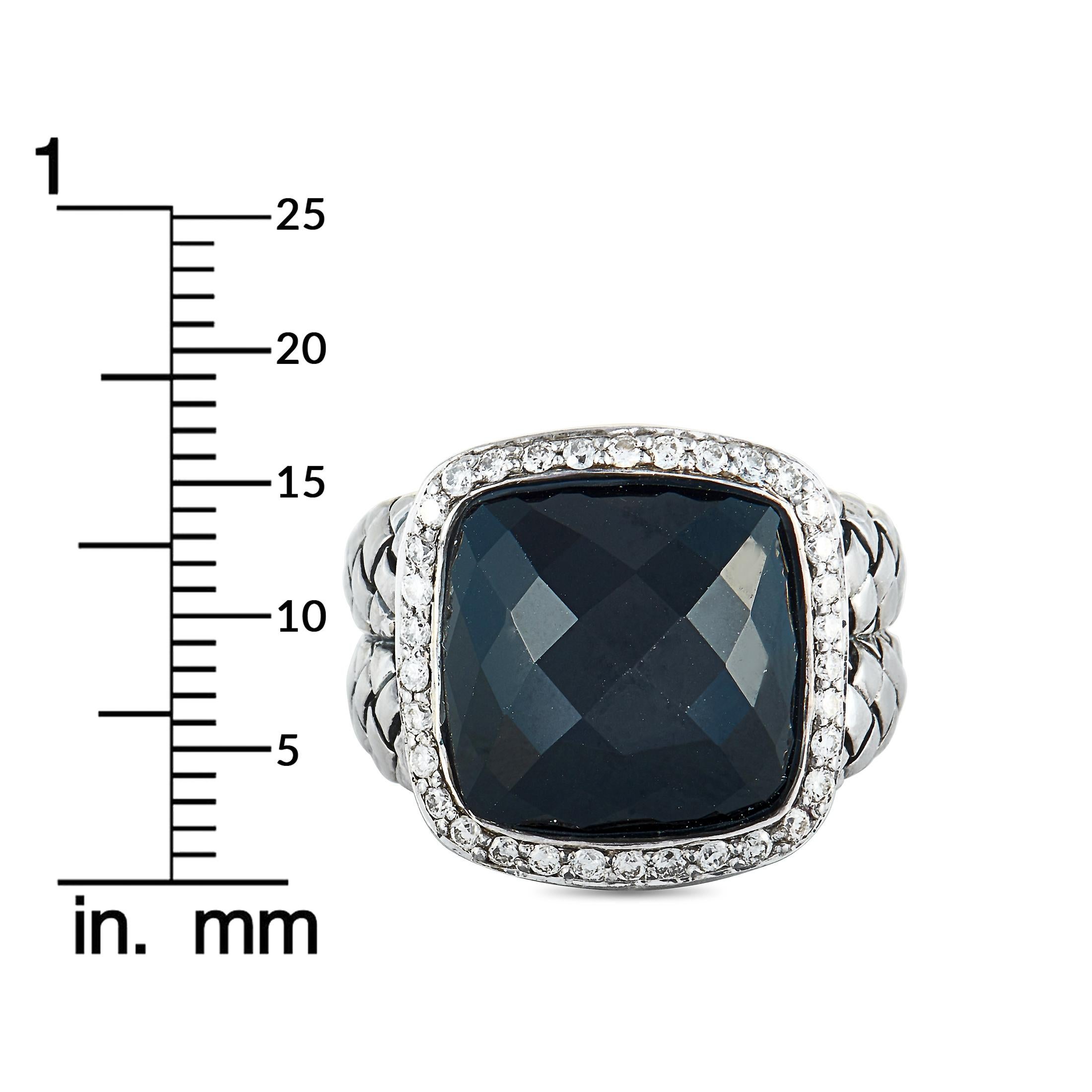Scott Kay Sterling Silver Diamond and Onyx Dome Ring 2