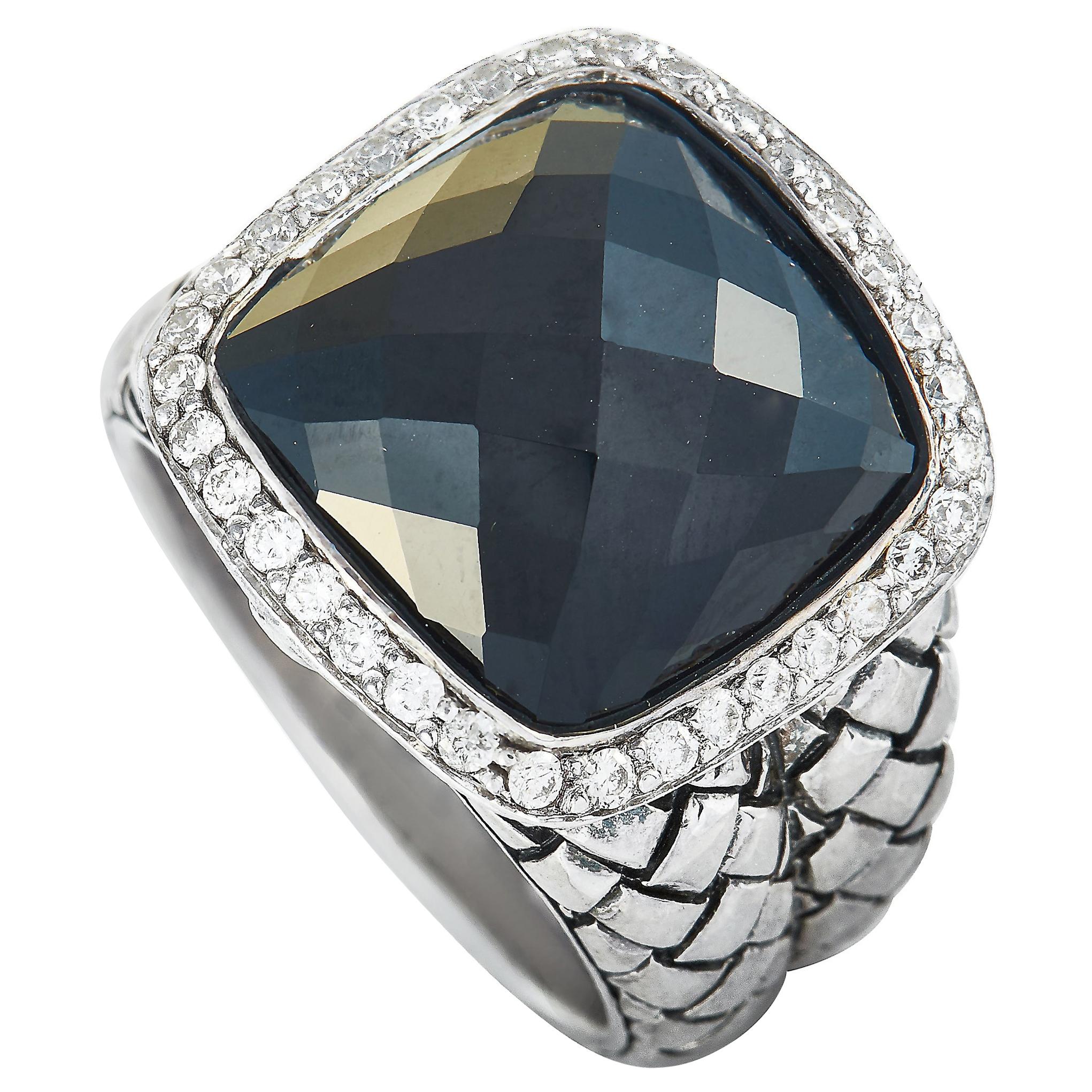 Scott Kay Sterling Silver Diamond and Onyx Dome Ring