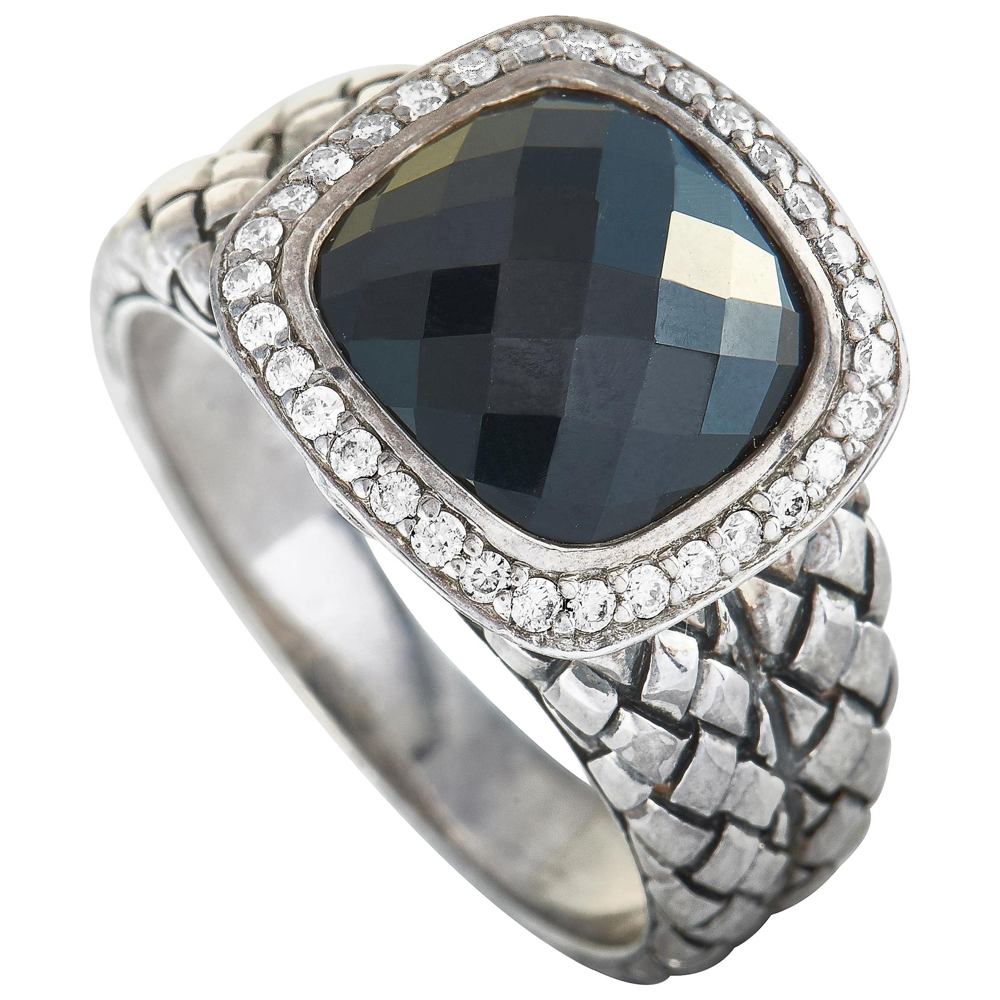 Scott Kay Sterling Silver Diamond and Onyx Ring