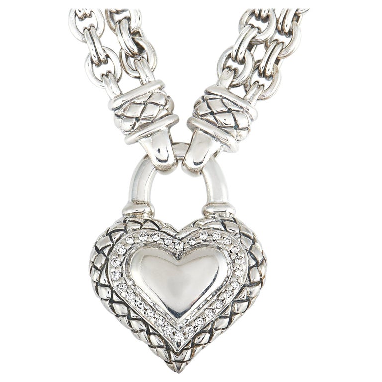 Scott Kay Sterling Silver Diamond Heart Pendant Necklace at 1stDibs scott kay heart necklace