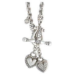 Scott Kay Sterling Silver Diamond Hearts Pendant Necklace